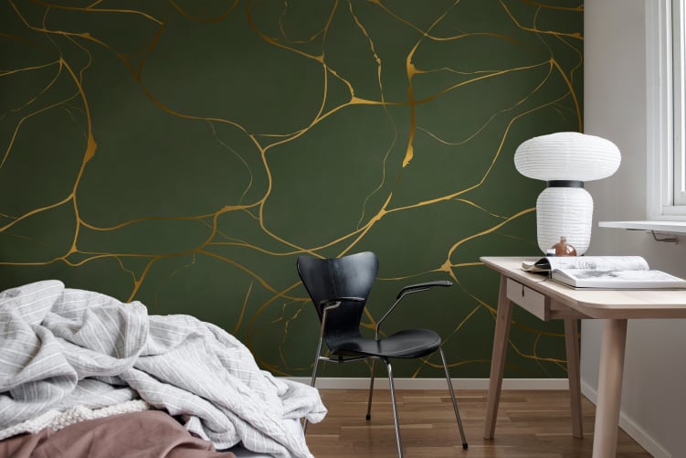 Green accent wall installation